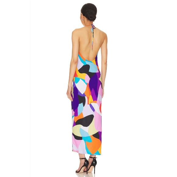 AFRM Rowland Abstract Color Block Maxi Dress Multicolor Women’s L NWT - Picture 2 of 10